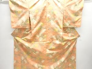 草花模様織り出し手織り紬着物